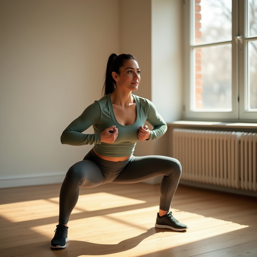 Personne pratiquant des exercices de fitness à domicile sur un tapis de yoga